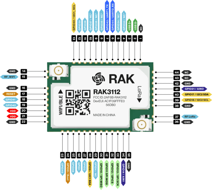 RAK3112 WisDuo LoRa+WiFi+BLE Module Edge AI & Meshtastic Development720x644